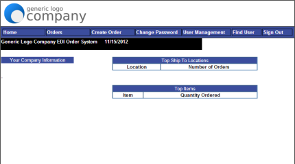 Order Portal - Management Home Page